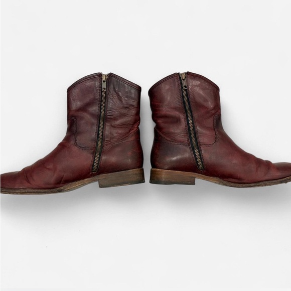 Frye red Leather Ankle Boots with Zipper - Picture 6 of 8